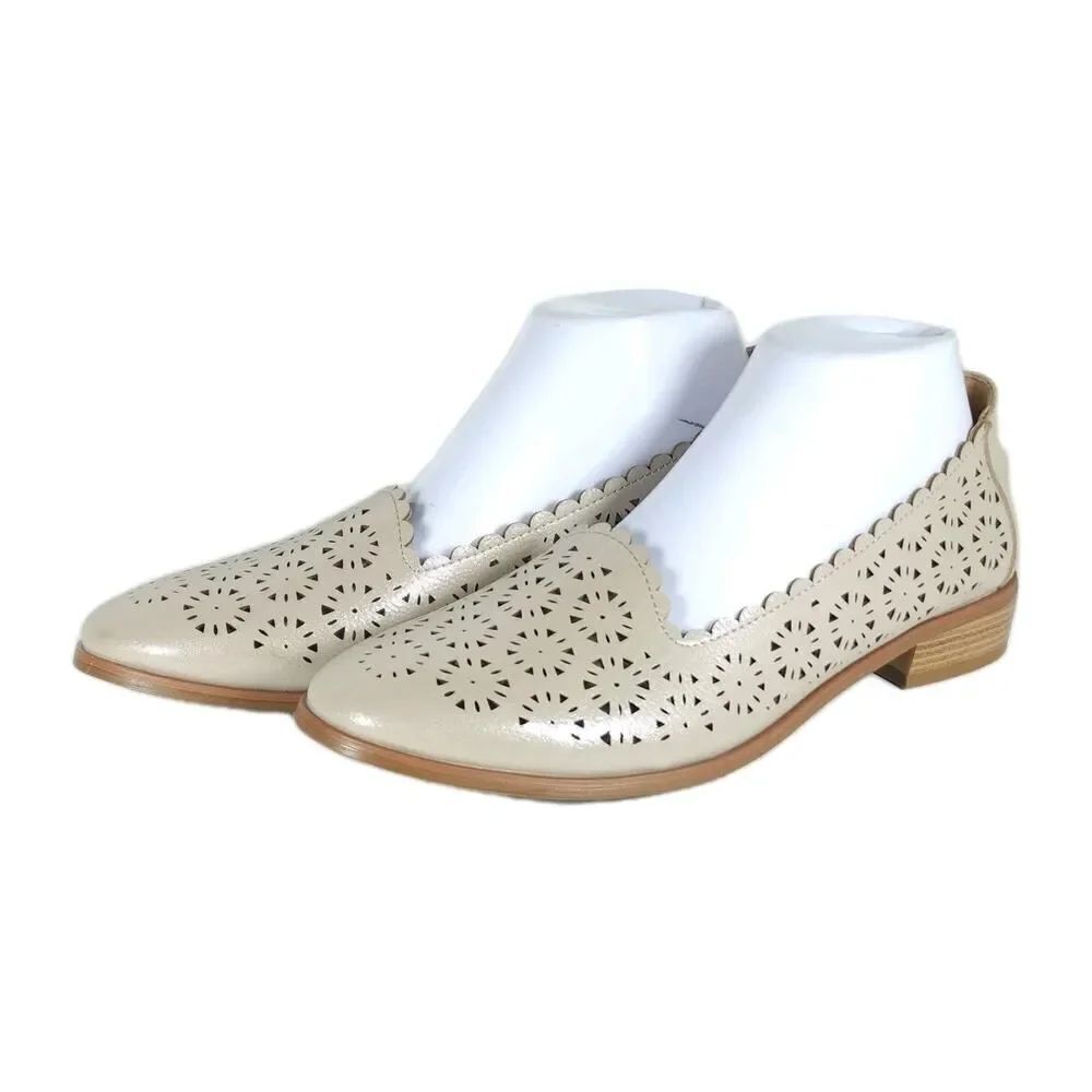 Patrizia by Spring Step Women's EU41 US10-10,5 Beige Perforated Slip On Loafers